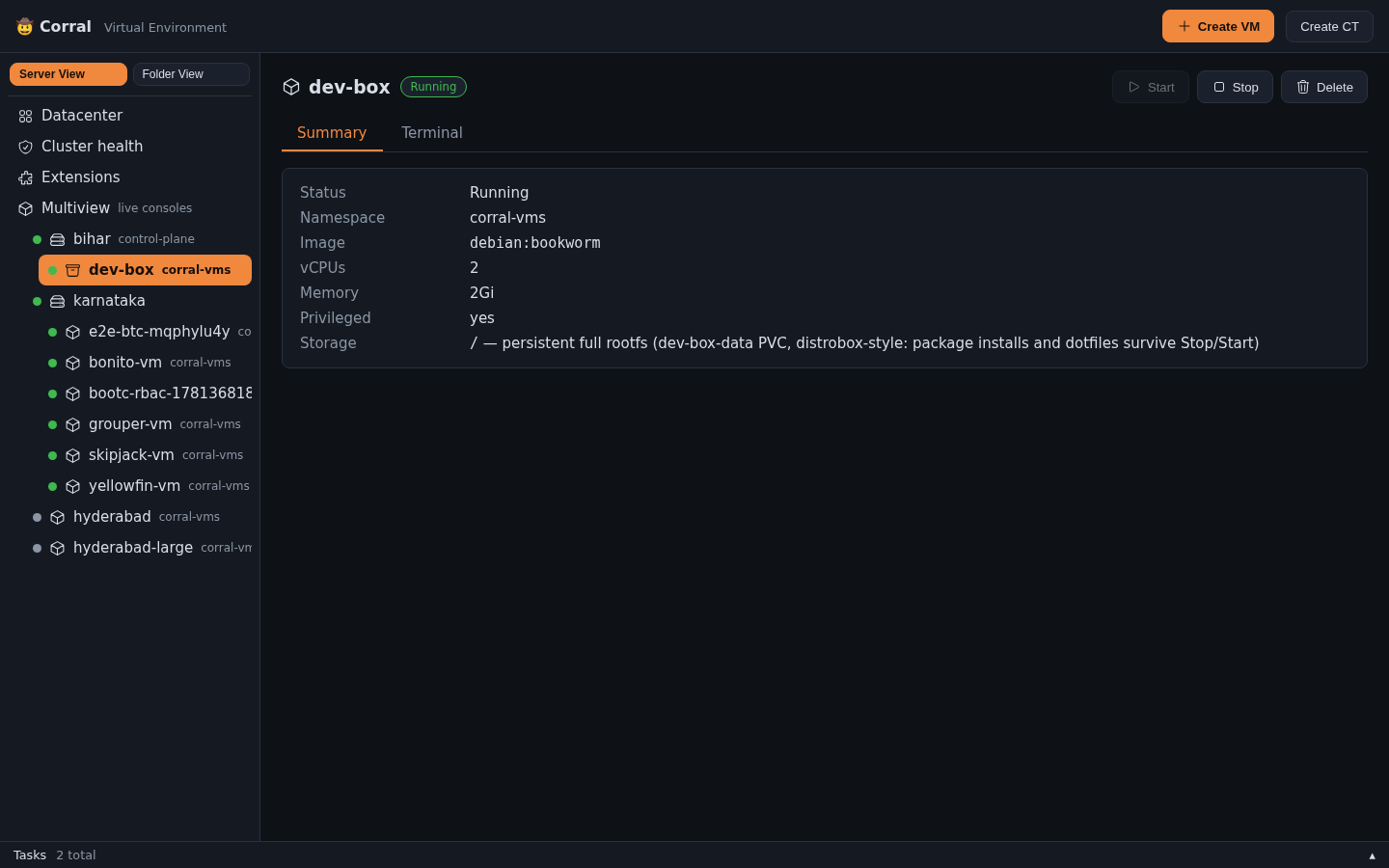 Container (CT) detail β distrobox-style persistent rootfs