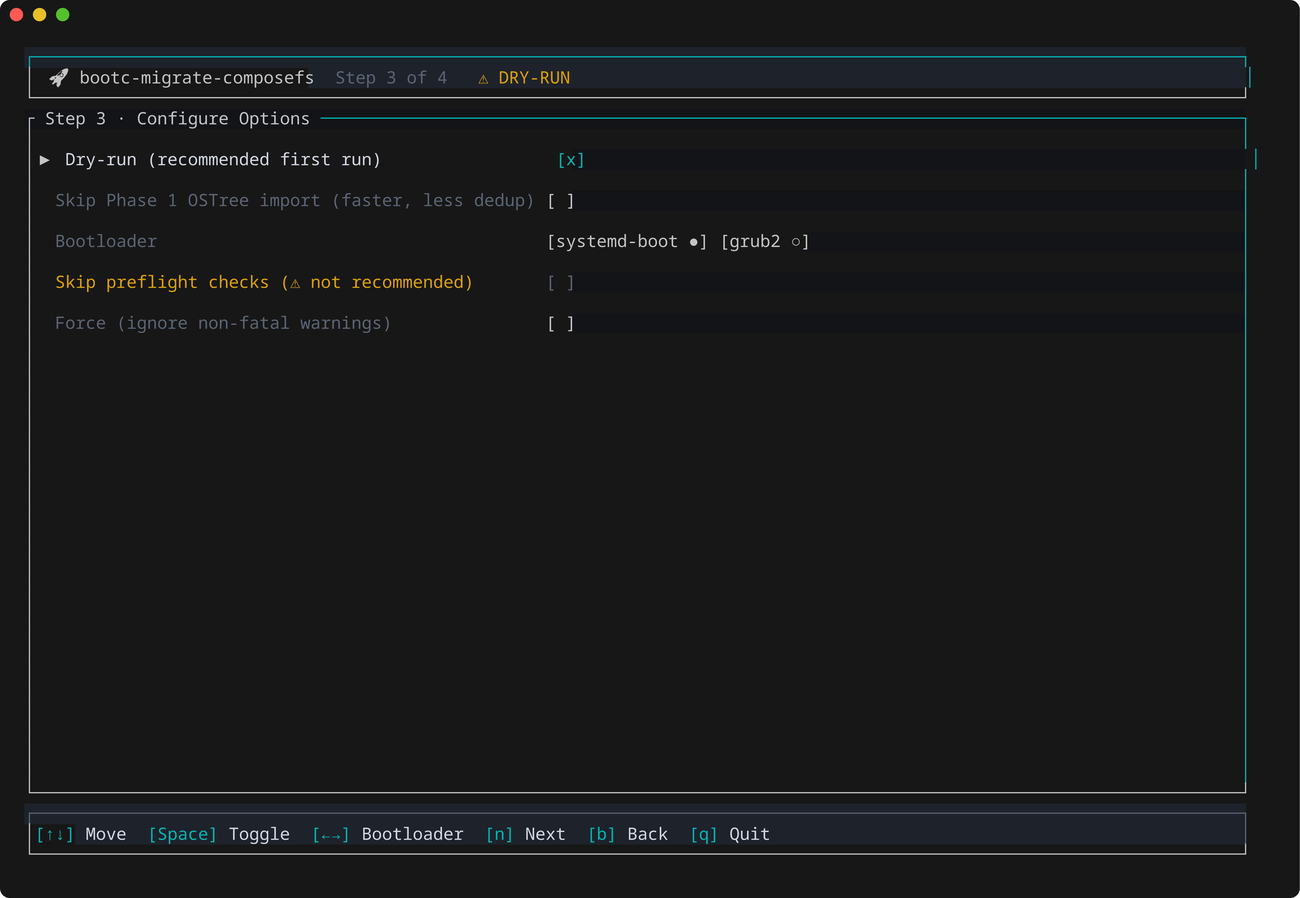 Configure options